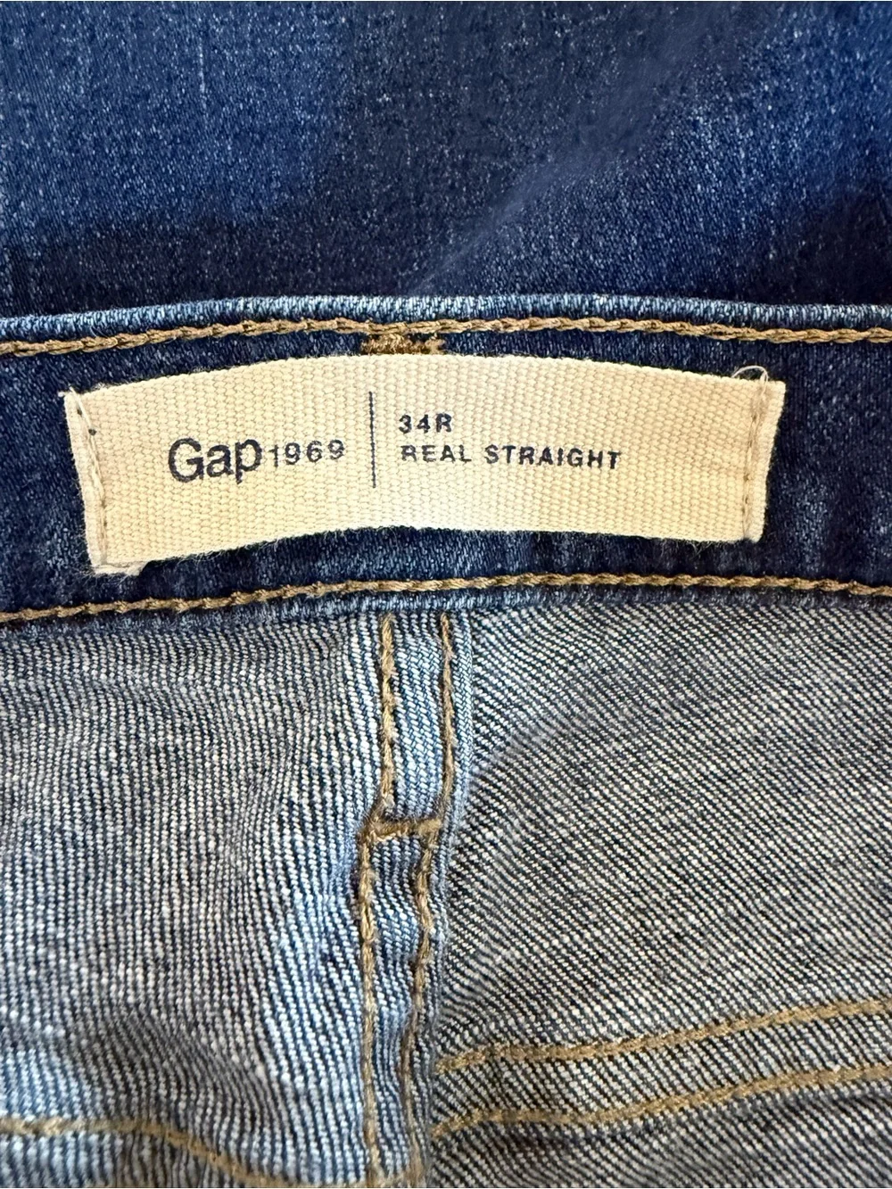 Gap 1969 Authentic Real Straight Jeans Women’s Size 34R Dark Indigo